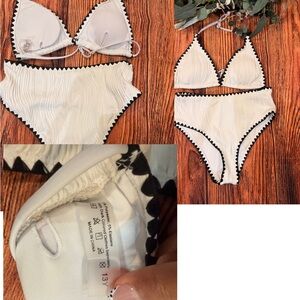 SHEIN White Bikini with Black Trim